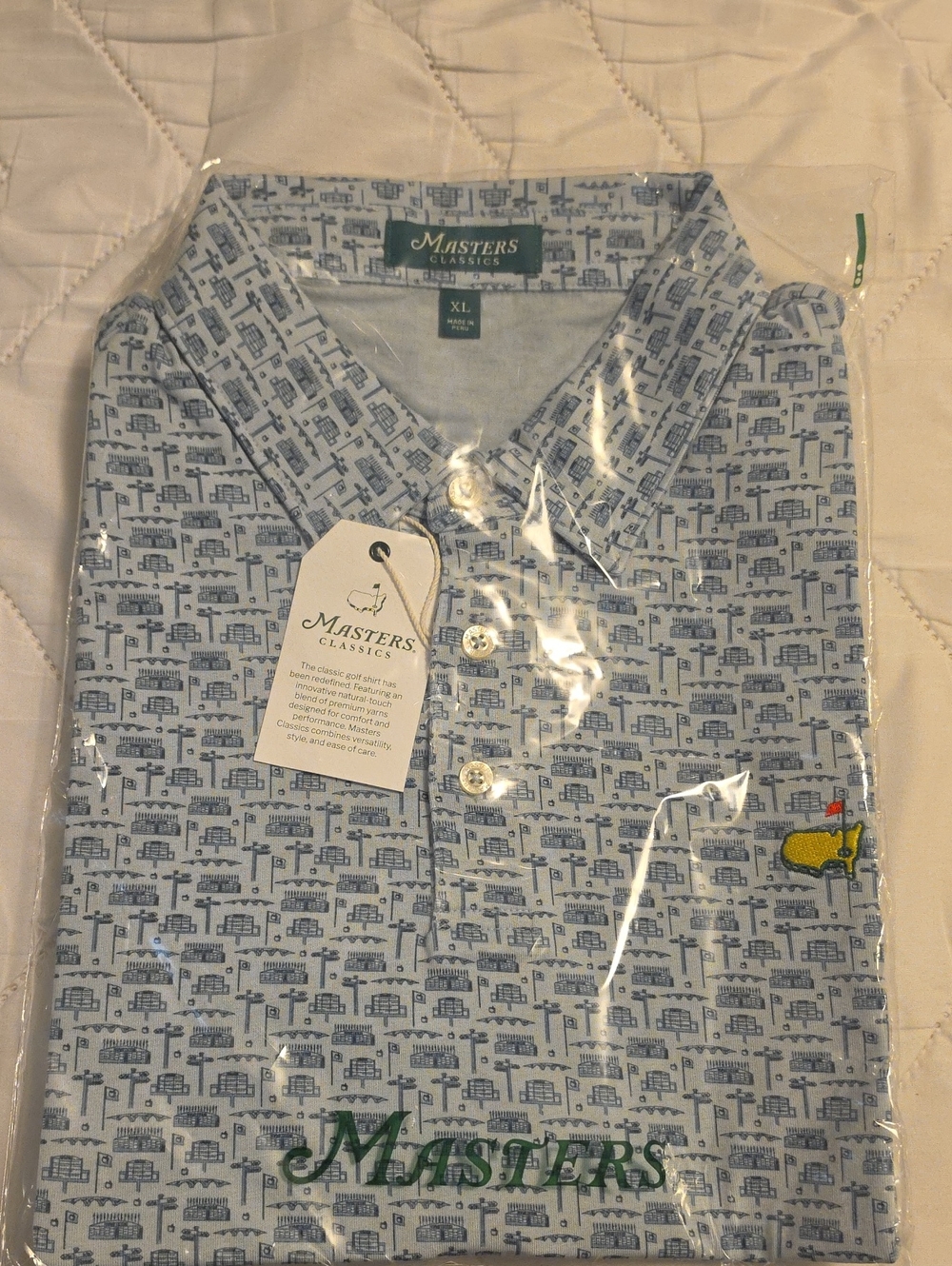 Master's Classics Scoreboard Men's Light Blue Printed Polo Shirt